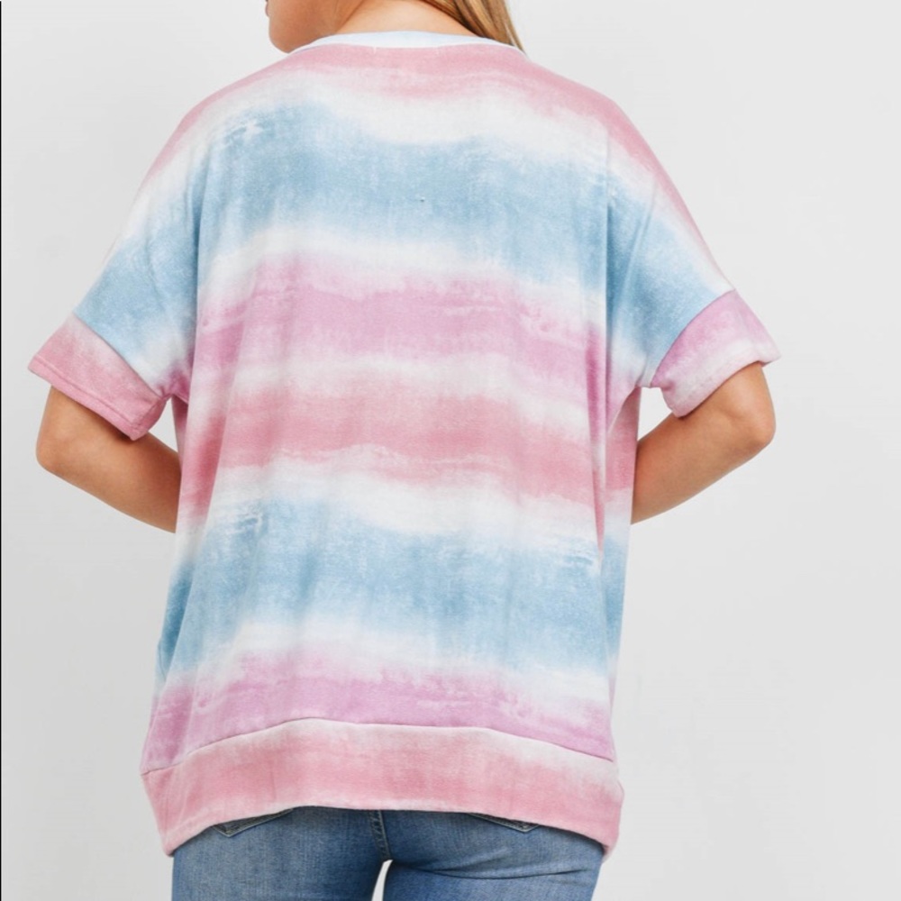 Pink Sea Foam Tie Dye Twist Top - Picture 3 of 4
